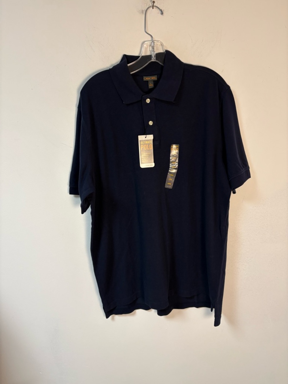 Cherokee Men's Navy Polo Shirt Short Sleeve Cotton Large NWT